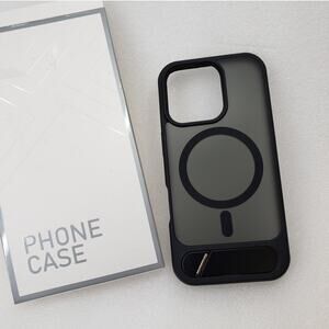 Temdan Magnetic Stand Case for iPhone 16 Pro - Black Kickstand Cover